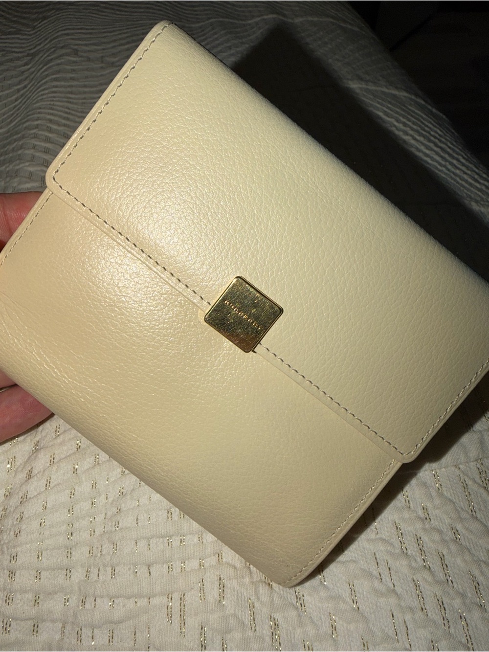 Burberry cream wallet with gold hardware